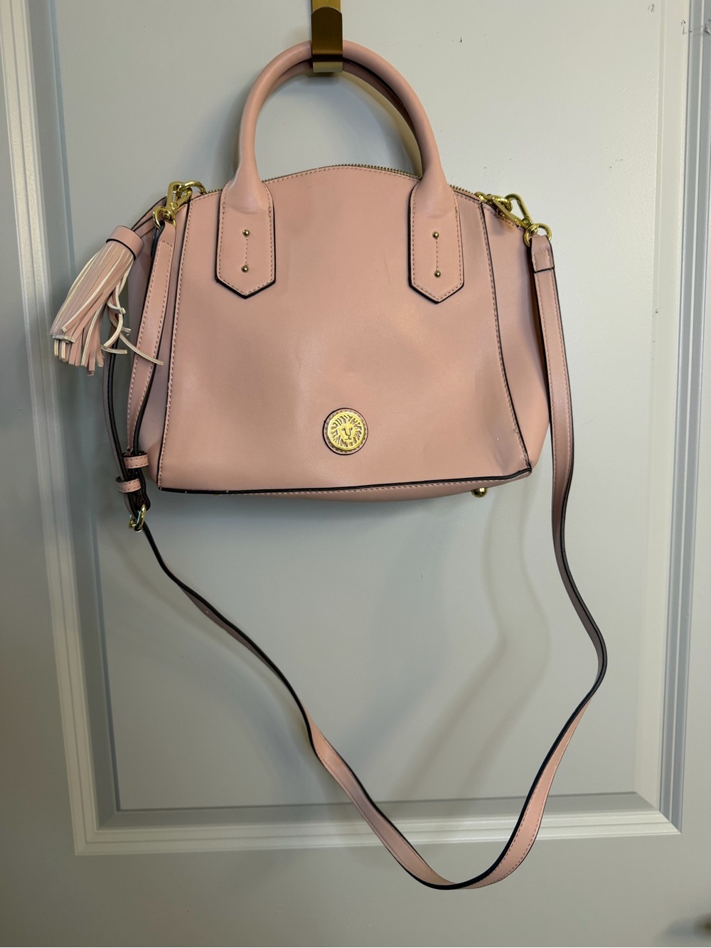 Anne Klein Blush Pink Satchel with Tassel and Gold Hardware